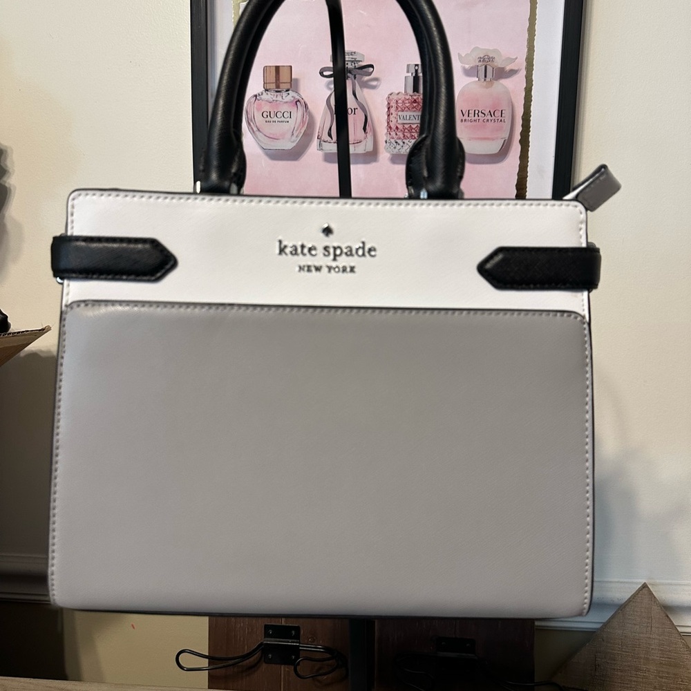 Kate Spade New York Staci Medium Satchel in nimbus grey multi colorblock